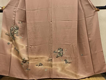 平和屋着物■訪問着　貝桶飛鶴花文　暈し染め　金彩　正絹　逸品　BAAY1070mz