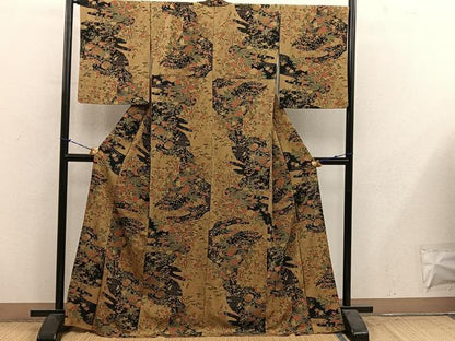 平和屋着物■上質な小紋　菊花文　正絹　逸品　BAAY1071mz