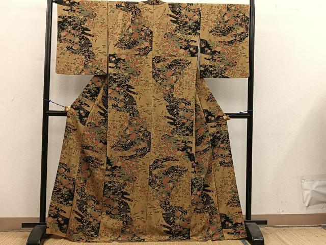 平和屋着物■上質な小紋　菊花文　正絹　逸品　BAAY1071mz