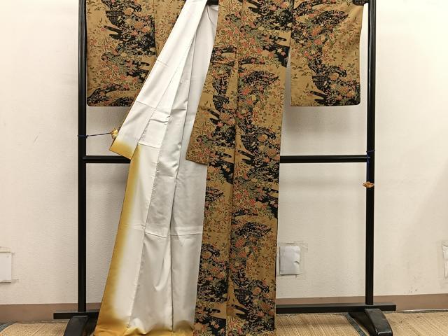 平和屋着物■上質な小紋　菊花文　正絹　逸品　BAAY1071mz