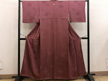平和屋着物■上質な色無地　草花地紋　栗皮茶色　正絹　逸品　BAAY1073mz