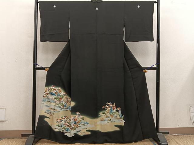 平和屋着物■豪華黒留袖　風景文　暈し染め　正絹　逸品　BAAY1076mz