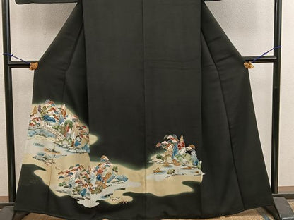平和屋着物■豪華黒留袖　風景文　暈し染め　正絹　逸品　BAAY1076mz