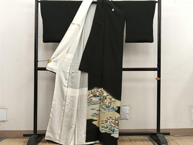 平和屋着物■豪華黒留袖　風景文　暈し染め　正絹　逸品　BAAY1076mz
