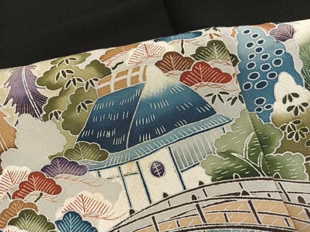 平和屋着物■豪華黒留袖　風景文　暈し染め　正絹　逸品　BAAY1076mz