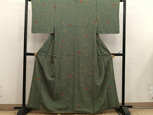 平和屋着物■上質な小紋　枝花文　正絹　逸品　BAAY1077mz