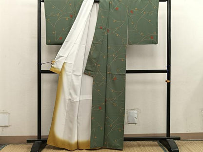 平和屋着物■上質な小紋　枝花文　正絹　逸品　BAAY1077mz