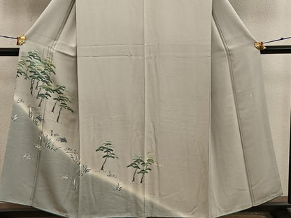 平和屋着物●十日町友禅　女流作家　遠田藤舟　訪問着　枝松文　暈し染め　やまと誂製　正絹　逸品　BAAY1078mz