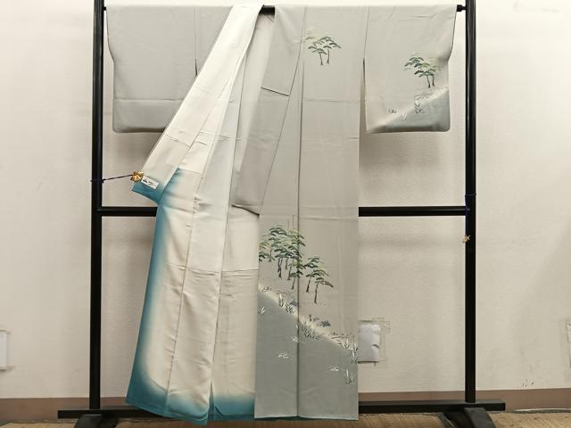 平和屋着物●十日町友禅　女流作家　遠田藤舟　訪問着　枝松文　暈し染め　やまと誂製　正絹　逸品　BAAY1078mz