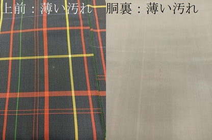 平和屋着物■本場縞大島紬　格子柄　正絹　逸品　BAAY1079mz