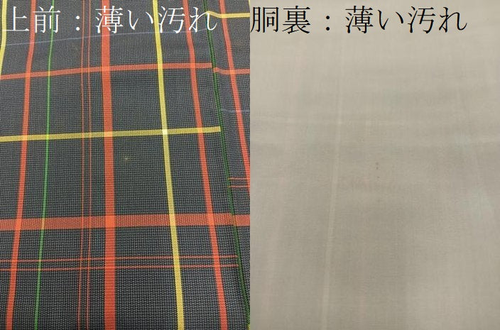 平和屋着物■本場縞大島紬　格子柄　正絹　逸品　BAAY1079mz