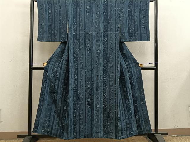 平和屋着物■上質な小紋　菊花文　鬼しぼ縮緬　松坂屋扱い　正絹　逸品　BAAY1081mz