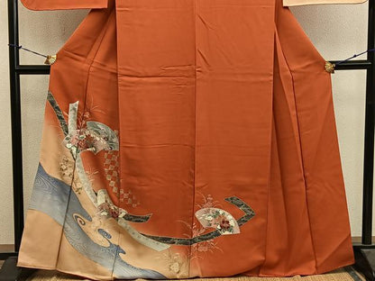 平和屋着物■訪問着　地紙重ね花文　暈し染め　金彩　正絹　逸品　BAAY1084mz