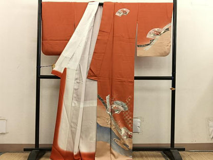 平和屋着物■訪問着　地紙重ね花文　暈し染め　金彩　正絹　逸品　BAAY1084mz