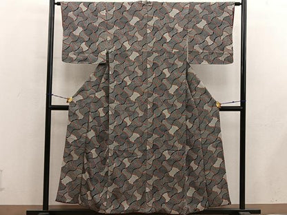 平和屋着物■上質な小紋　幾何学文様　正絹　逸品　BAAY1087mz
