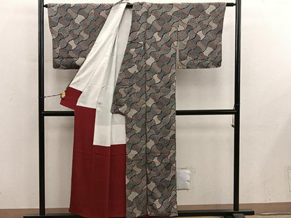 平和屋着物■上質な小紋　幾何学文様　正絹　逸品　BAAY1087mz
