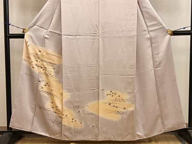 平和屋着物■訪問着　刺繍　飛鶴文　暈し染め　金彩　正絹　逸品　BAAY1091mz