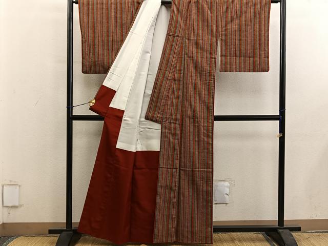 平和屋着物■上質な紬　間道　正絹　逸品　BAAY1093mz