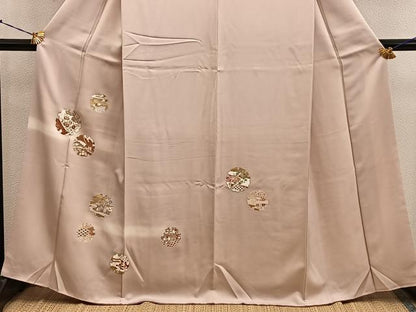 平和屋着物●訪問着　駒刺繍　雪輪菊花文　金彩　正絹　逸品　BAAY1095mz