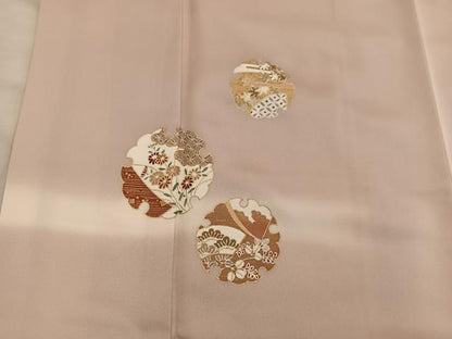 平和屋着物●訪問着　駒刺繍　雪輪菊花文　金彩　正絹　逸品　BAAY1095mz