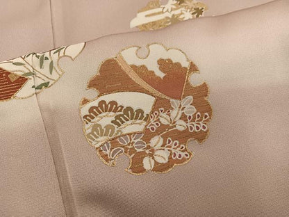 平和屋着物●訪問着　駒刺繍　雪輪菊花文　金彩　正絹　逸品　BAAY1095mz