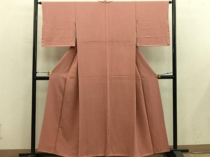 平和屋着物■上質な色無地　纁色　正絹　逸品　BAAY1099mz
