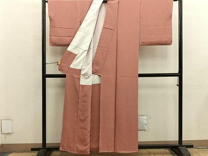 平和屋着物■上質な色無地　纁色　正絹　逸品　BAAY1099mz
