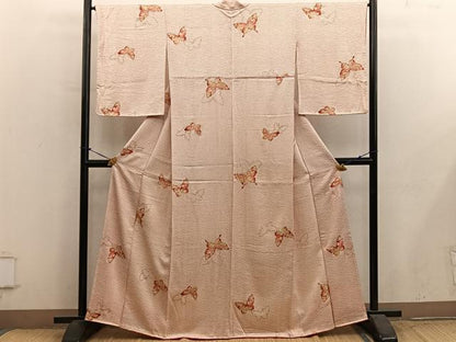 平和屋着物■上質な小紋　舞蝶花文　正絹　逸品　BAAY1100mz