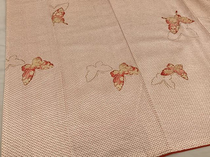 平和屋着物■上質な小紋　舞蝶花文　正絹　逸品　BAAY1100mz