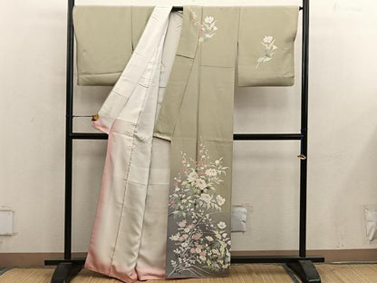 平和屋着物●訪問着　友禅　作家物　枝花文　暈し染め　正絹　逸品　BAAY1102mz