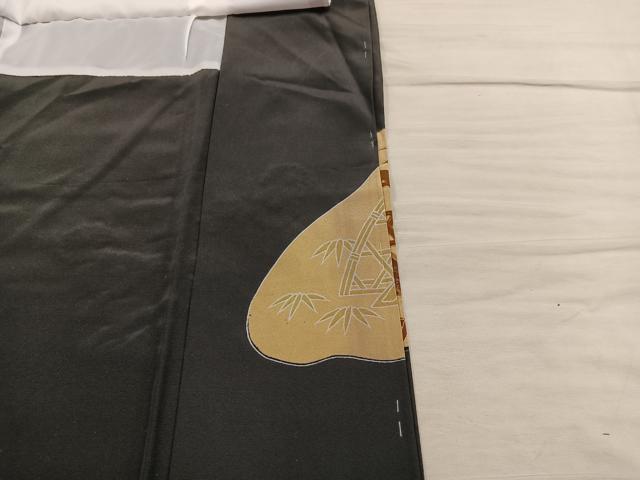 平和屋着物■豪華黒留袖　刺繍　籬菊花文　金糸　正絹　逸品　未使用　BAAY1107mz