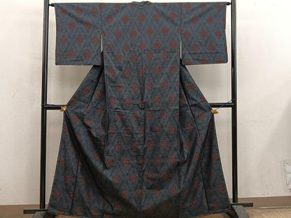 平和屋着物■本場大島紬　菱花文　正絹　逸品　未使用　BAAY1108mz