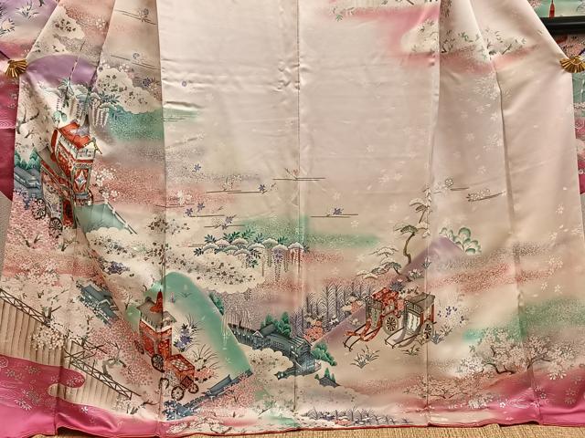 平和屋着物■豪華振袖　駒刺繍　飛鶴舞蝶花文　暈し染め　金銀彩　正絹　逸品　BAAY1111mz