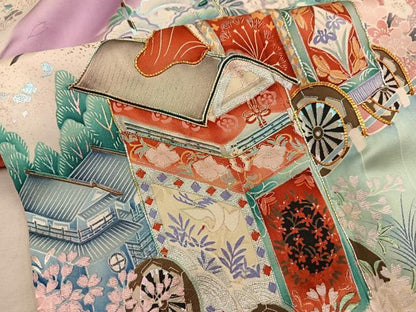 平和屋着物■豪華振袖　駒刺繍　飛鶴舞蝶花文　暈し染め　金銀彩　正絹　逸品　BAAY1111mz