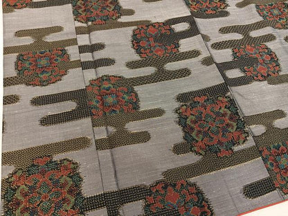 平和屋着物■上質な紬　エ霞花文　正絹　逸品　BAAY1115mz
