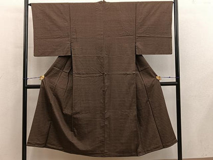 平和屋着物■男性　小紋　横段文　正絹　逸品　BAAY1123mz