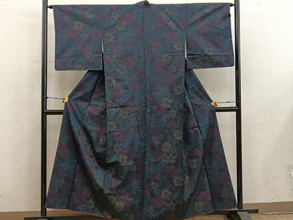 平和屋着物■上質な紬　草花文　正絹　逸品　BAAY1125mz