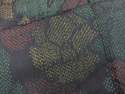 平和屋着物■上質な紬　草花文　正絹　逸品　BAAY1125mz