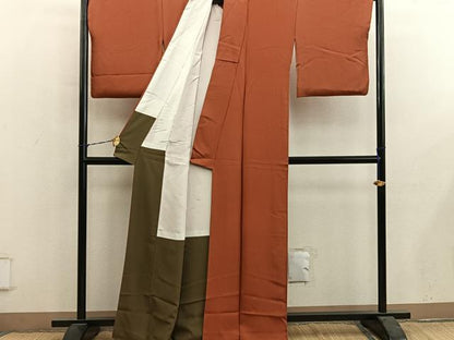 平和屋着物■上質な小紋　草花間道　正絹　逸品　BAAY1126mz