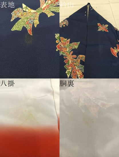 平和屋着物▼上質な小紋　型染め　束ね熨斗花文　鬼しぼ縮緬　正絹　逸品　BAAY1130mz