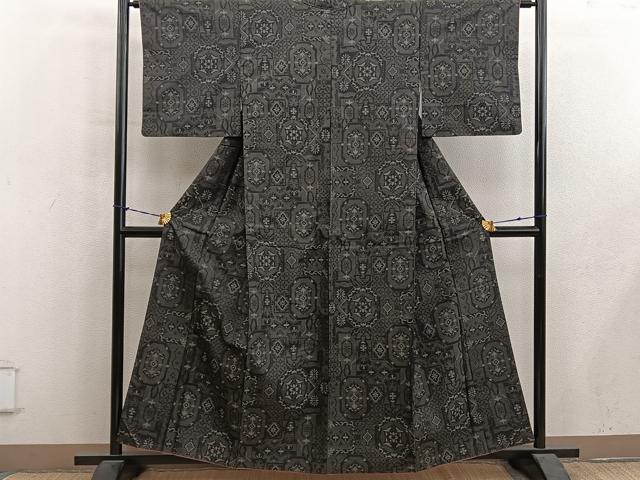 平和屋着物■本場大島紬　菱花文　正絹　逸品　BAAY1131mz