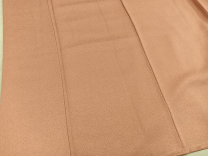平和屋着物■本草木染作家　瑞寶　色無地　唐草地紋　纁色　正絹　逸品　未使用　BAAY1136mz