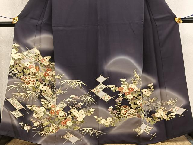 平和屋着物●訪問着　貝桶菊花文　暈し染め　金彩　高島屋扱い　正絹　逸品　BAAY1137mz