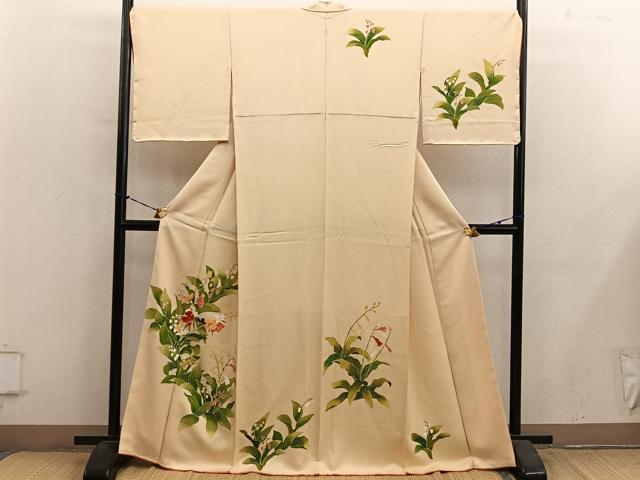 平和屋着物●訪問着　友禅　草花文　正絹　逸品　BAAY1139mz