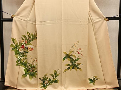 平和屋着物●訪問着　友禅　草花文　正絹　逸品　BAAY1139mz