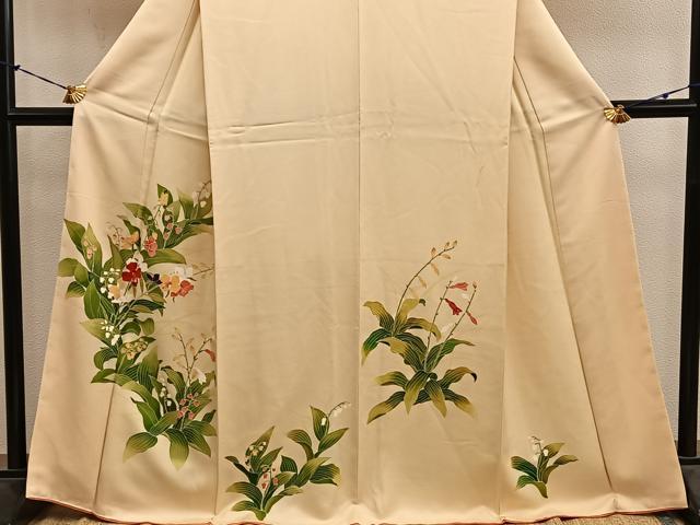 平和屋着物●訪問着　友禅　草花文　正絹　逸品　BAAY1139mz