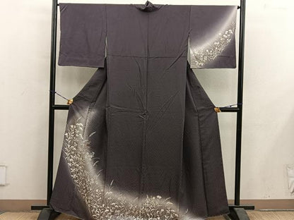 平和屋着物●訪問着　刺繍　市松地紋　菊花文　暈し染め　金彩　正絹　逸品　BAAY1140mz