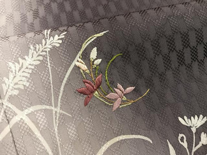 平和屋着物●訪問着　刺繍　市松地紋　菊花文　暈し染め　金彩　正絹　逸品　BAAY1140mz