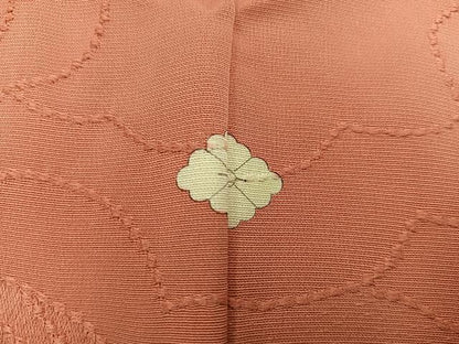 平和屋着物●上質な色無地　雲重ね亀甲地紋　煉瓦色　正絹　逸品　BAAY1143mz