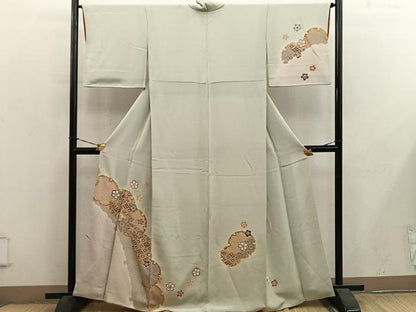 平和屋着物●訪問着　雪輪梅花文　暈し染め　金彩　鬼しぼ縮緬　高島屋扱い　正絹　逸品　BAAY1144mz